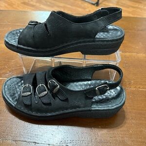 Josef Seibel Black Suede Sandals with Adjustable Straps size 38 preowned